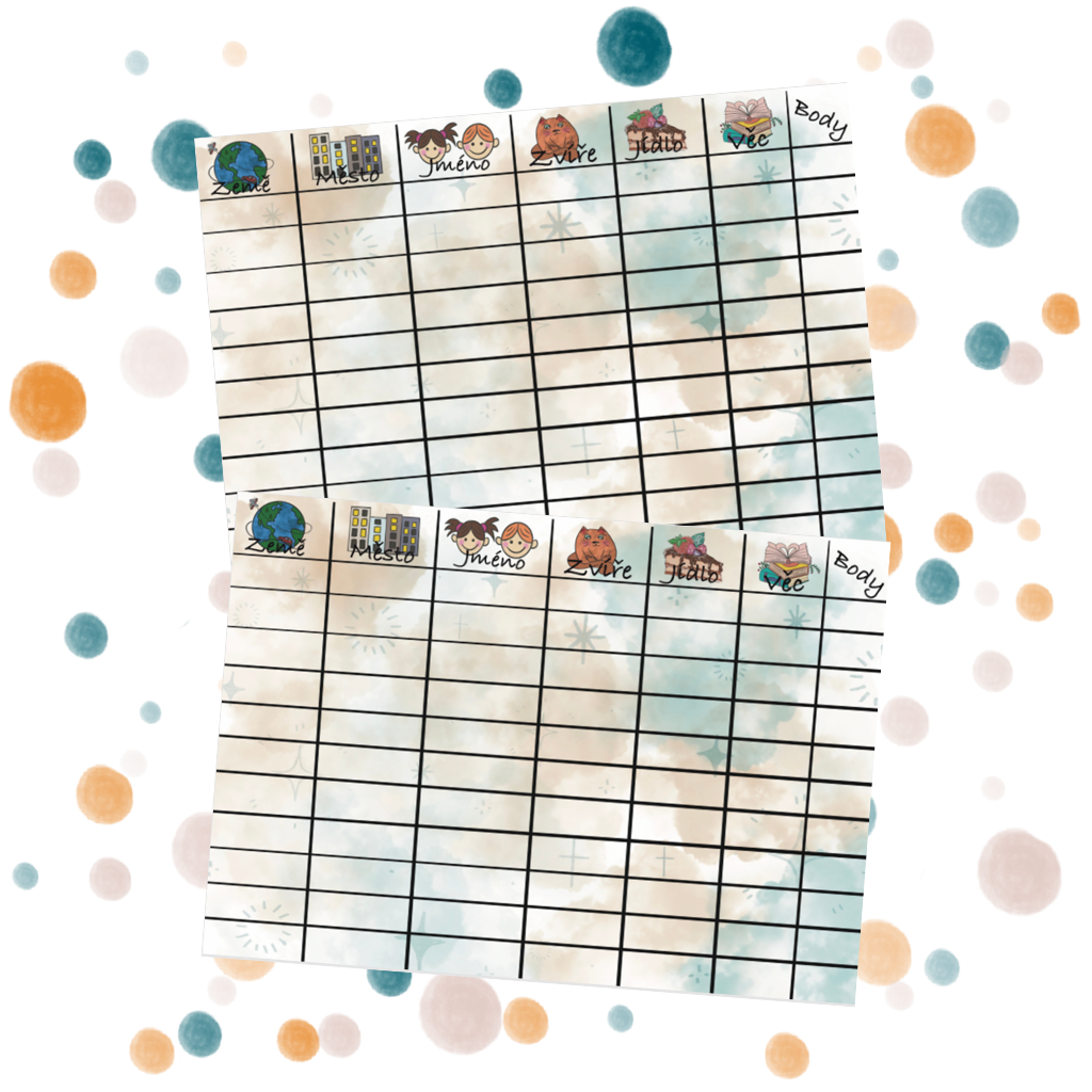 Herní list ke hře Město, jméno